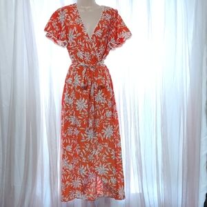 Floral Orange Maxi Dress